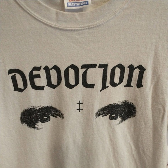 Devotion Deathcore Rock Band T-Shirt Mens Size Small White Eyes of Eternity - Picture 2 of 5